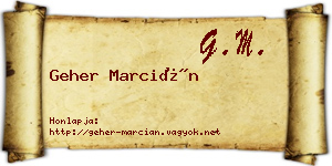 Geher Marcián névjegykártya